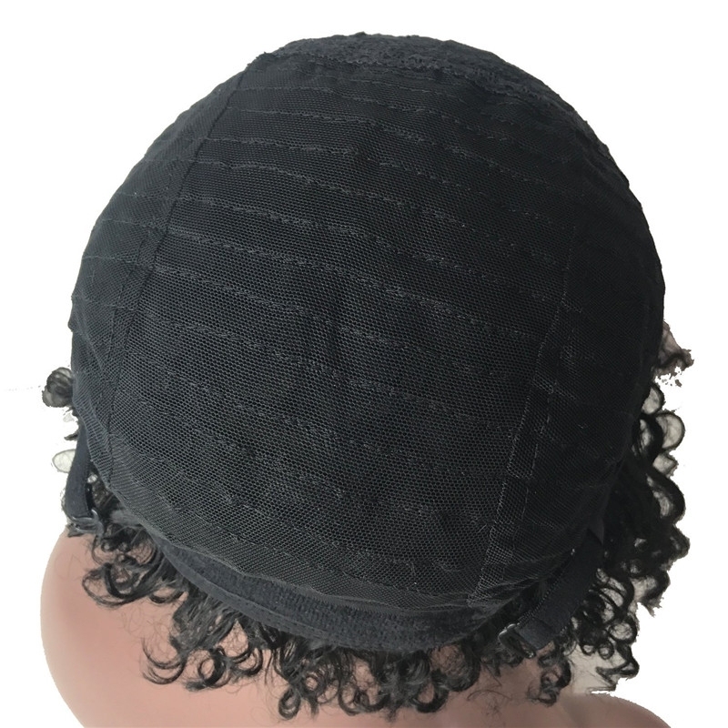Afro Kinky Curly Short Wig Brazilian Remy Human Hair 130% Density Short Wig Toupee Hairpiece for Men (Black)