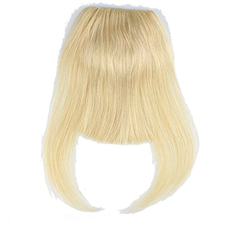 613 Blonde Clip-in Front Hair Bangs Full Fringe Short Straight Hairpieces Brazilian Virgin Human Hair Extensions for women 6-8inch