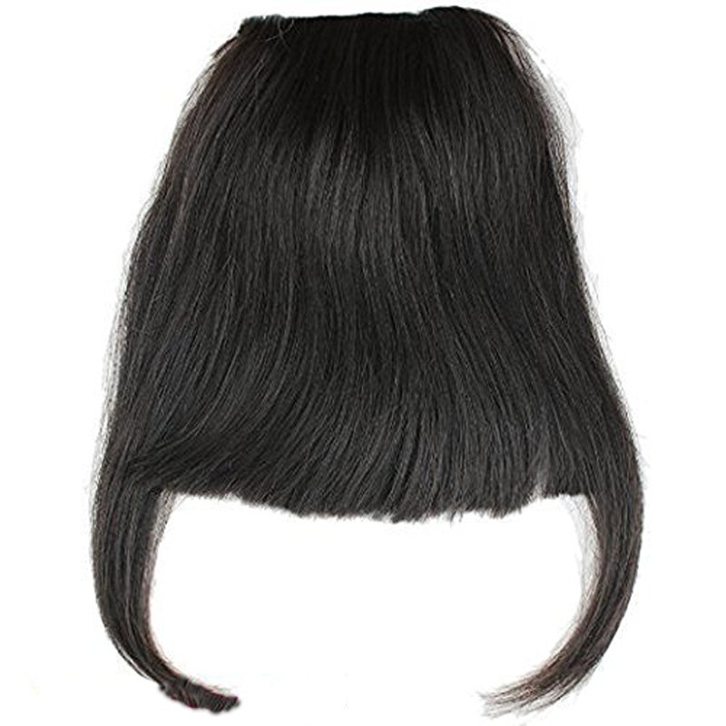 #1 Clip-in Front Hair Bangs Full Fringe Short Straight Hairpieces Brazilian Virgin Human Hair Extensions for women 6-8inch