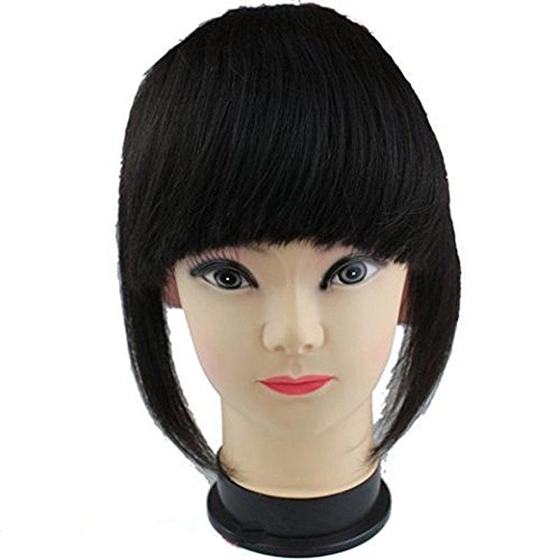 #1 Clip-in Front Hair Bangs Full Fringe Short Straight Hairpieces Brazilian Virgin Human Hair Extensions for women 6-8inch