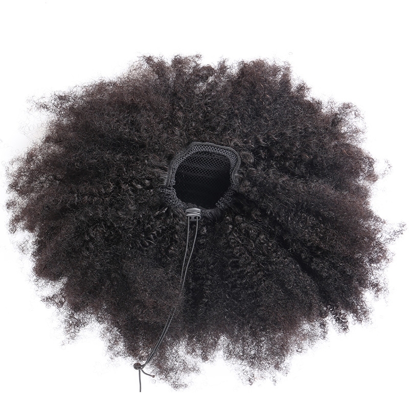 4B 4C Afro Kinky Curly Ponytails Clip In Human Hair Non Remy Hair Natural Color