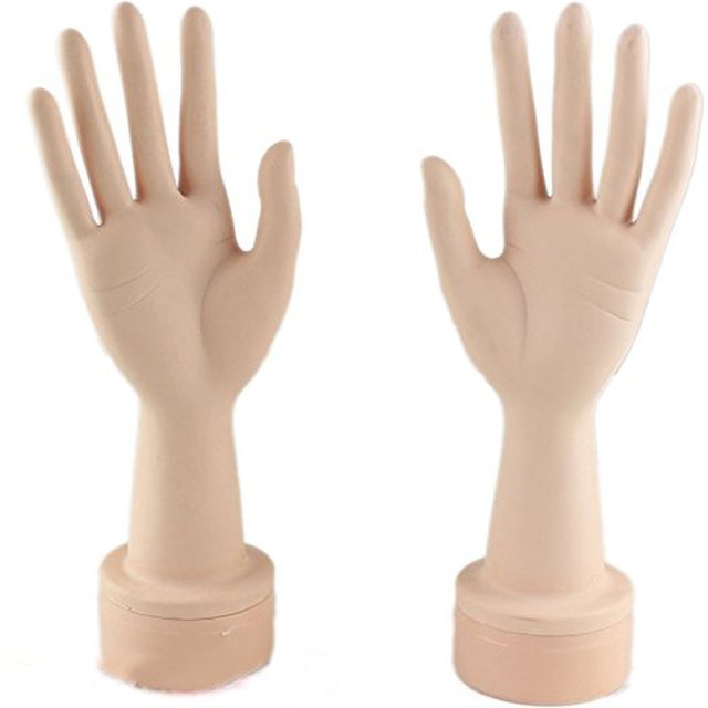 Practice Manicure Nails Hand and Practice Flexible Mannequin Hand Nail Display with Soft Fingers (A pair of hands)