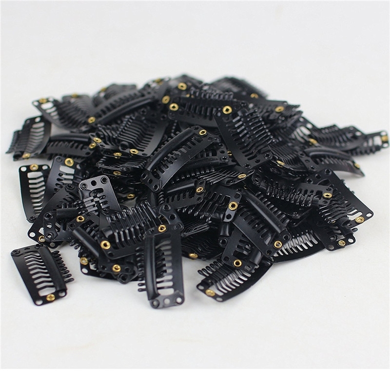 100pcs U Shape Metal Snap Clips for Hair Extensions DIY(Black Color)