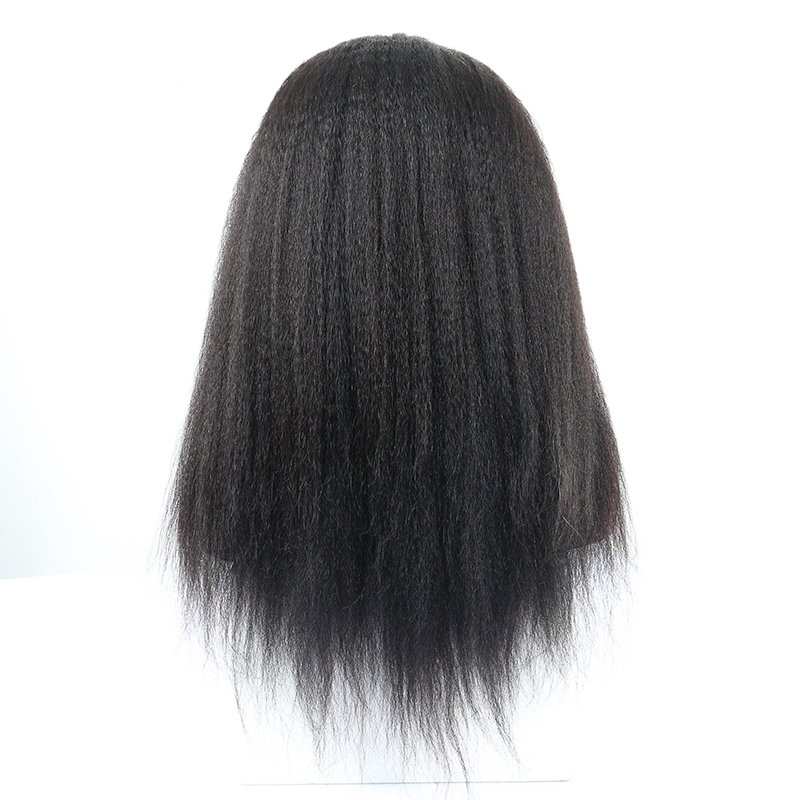 kinky straight Human Hair Lace Front Wig 250% Lace Front Wig human hair middle freestyle part large in stock