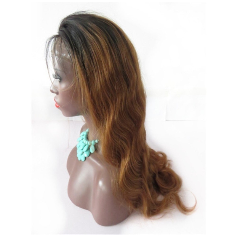 Ombre Lace Front Wig Two Tone Color #1b/#30 Body wave 13x6 130% Density Brazilian Front Lace Wigs Human Hair with Baby Hair