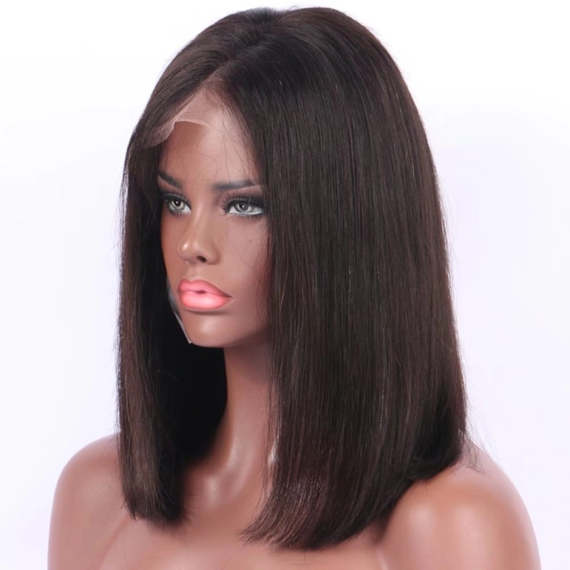 13x6 Long Parting Silky Straight Human Hair Bob Wigs Glueless Bob Cut Lace Front Wigs With Baby Hair Brazilian Bob Wig For Black Woman Natural