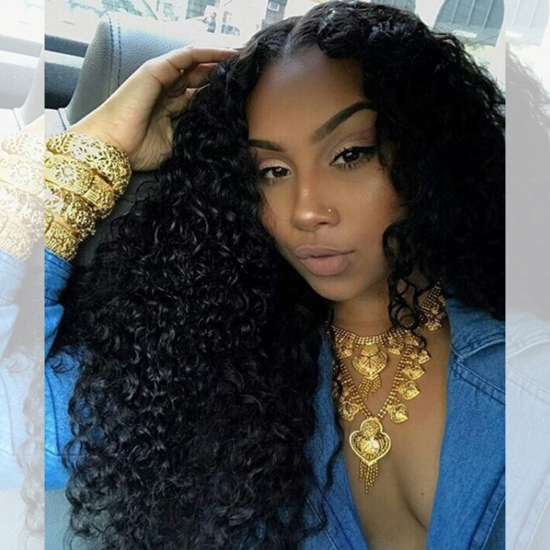130% Density Deep Curly 13x6 Lace Frontal Wig Brazilian Human Hair Wigs Pre Plucked Lace Front Human Hair Wigs For Black Women With Baby Hair Natural