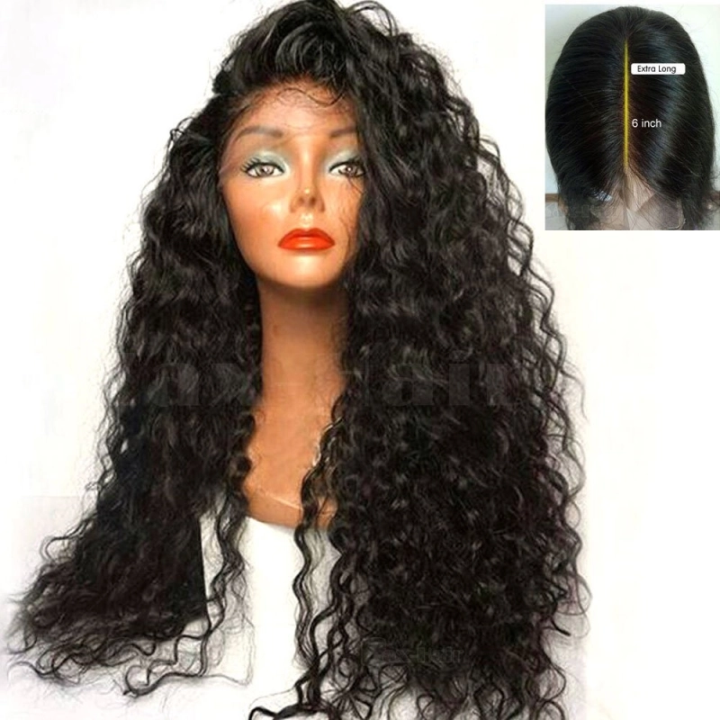 Deep Part Lace Front Wig Brazilian Human Hair Wigs Deep Curly Lace Wig For Black Women Natural Color 130-180 denisty