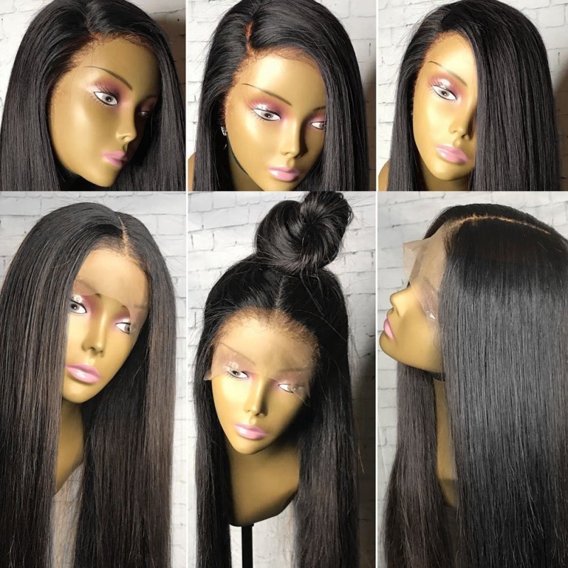 13x6 Pre Plucked Glueless Lace Front Wigs Brazilian Remy Hair Straight Lace Front Wigs Bleached Knot with Baby Hair