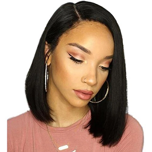 150% Density Brazilian Hair Short Lace Front Bob Wigs Human Hair 13x6 inch Right Parting Glueless Lace Frontal Wig With Baby Hair