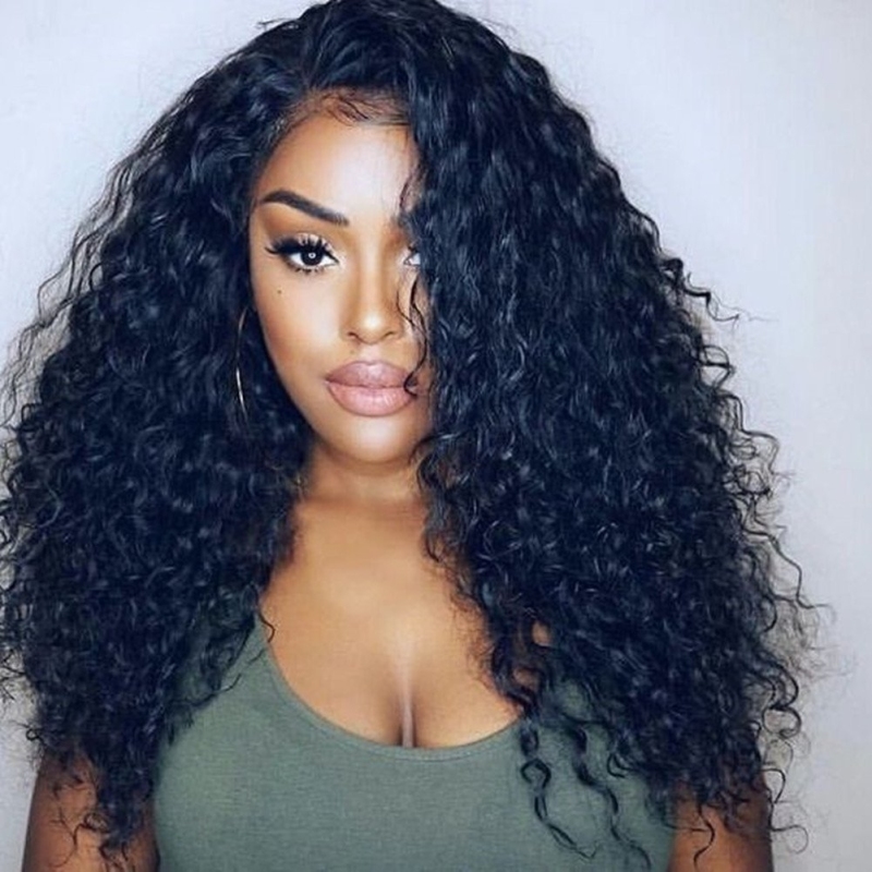 Loose Curly Frontal Lace Wigs Pre Plucked Hairline 150% Density Peruvian Remy 13x6inch Deep Part Human Hair Lace Front Wig For Black Women