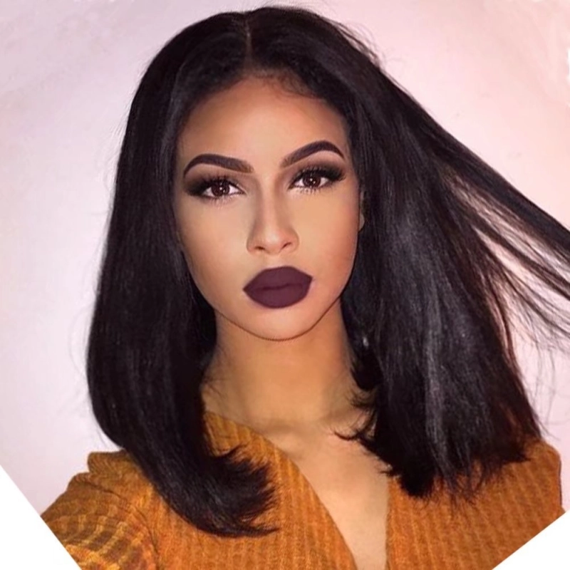 13x6 Long Parting Silky Straight Human Hair Bob Wigs Glueless Bob Cut Lace Front Wigs With Baby Hair Brazilian Bob Wig For Black Woman Natural