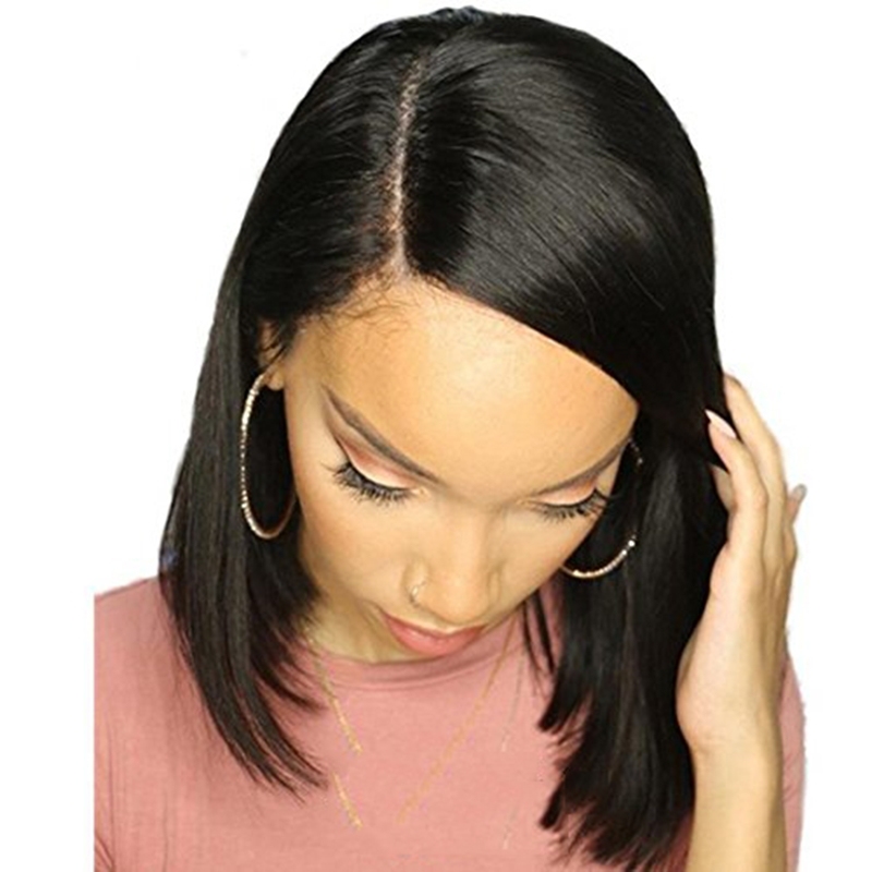 150% Density Brazilian Hair Short Lace Front Bob Wigs Human Hair 13x6 inch Right Parting Glueless Lace Frontal Wig With Baby Hair