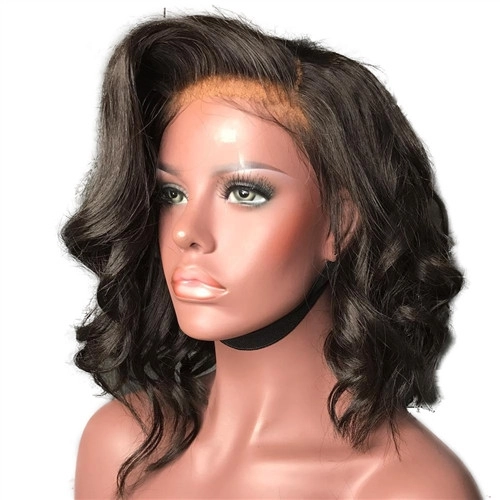 13X6 Deep Part Human Hair Lace Front Wigs Short Loose Wave Side Part Lace Wigs with Baby Hair Natural Color Short Bob Wavy for Black Woman Pre Plueked