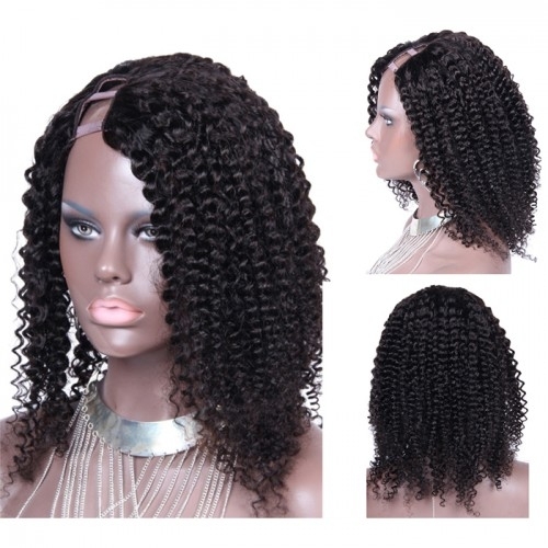 U Part Wig Human Hair for Black Women Brazilian Kinky Curly Natural Color