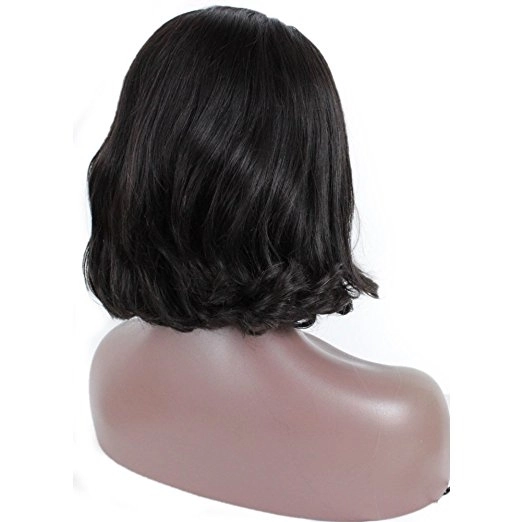 U Part Human Hair Wigs Brazilian Remy Hair Natural Wave Short Bob Wig for Black Women Natural Color