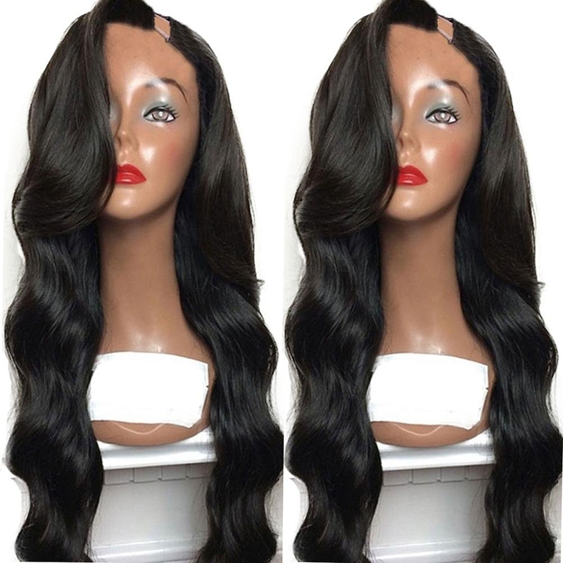 U Part Wig Brazilian Hair Loose Body Wave Hair Glueless U Part Real Human Hair Wigs For Natural Color