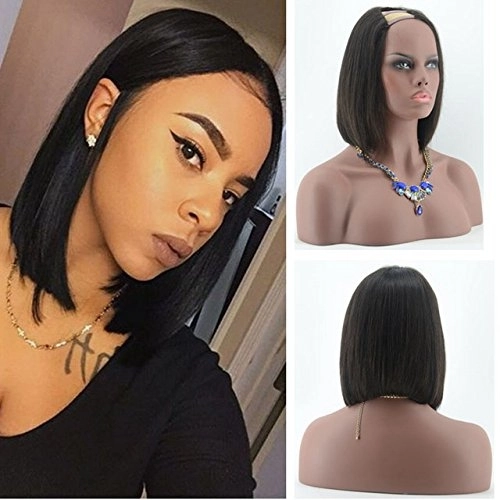 Short Bob Human Hair Wig For African American Silky Straight U Part Human Hair Bob U part Wigs Natural Black