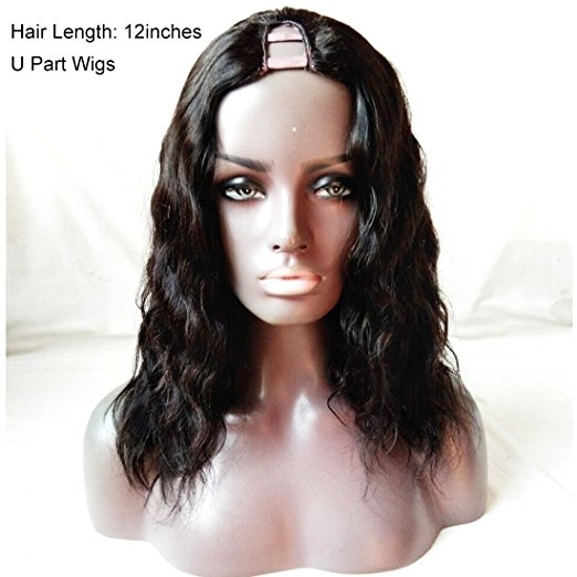 Short Bob Human Hair Wigs U Part Wig For Black Women Natural Wave Natural Color Brazilian Hair