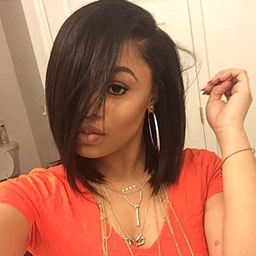 Short Bob Human Hair Wigs for Black Women Straight U Part Wig Left Part 1x4 Opening Size Brazilian Remy Hair Natural Color