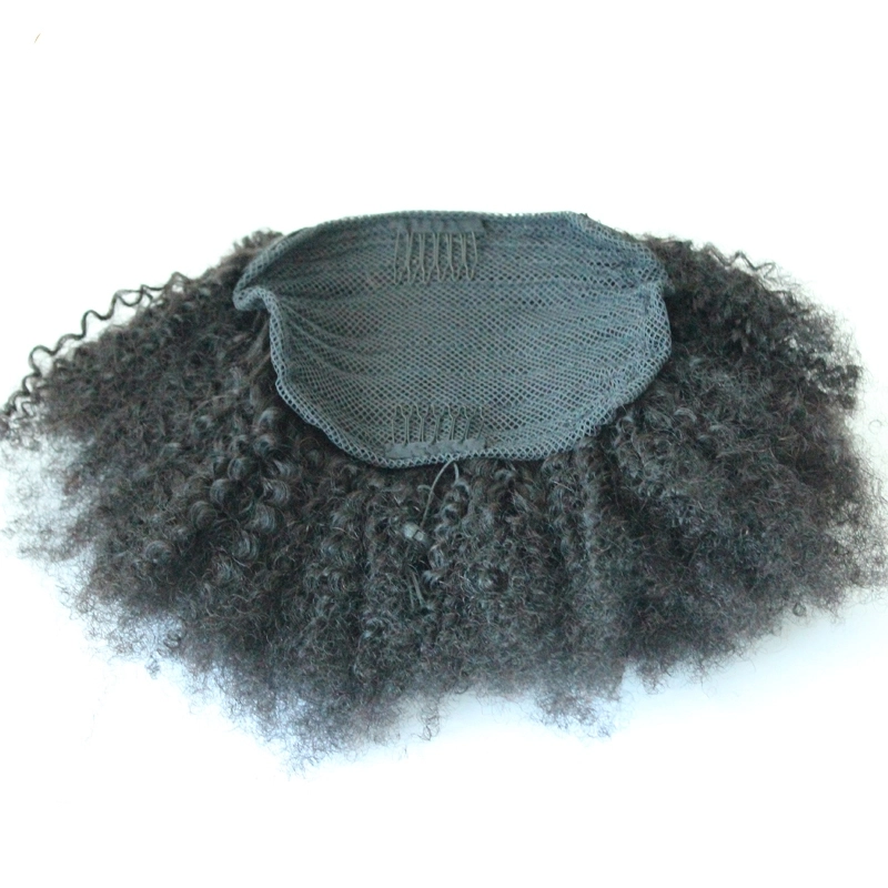 Afro Kinky Curly Ponytail For Women Natural Black Human Hair Clip In Ponytails Human Hair Extension