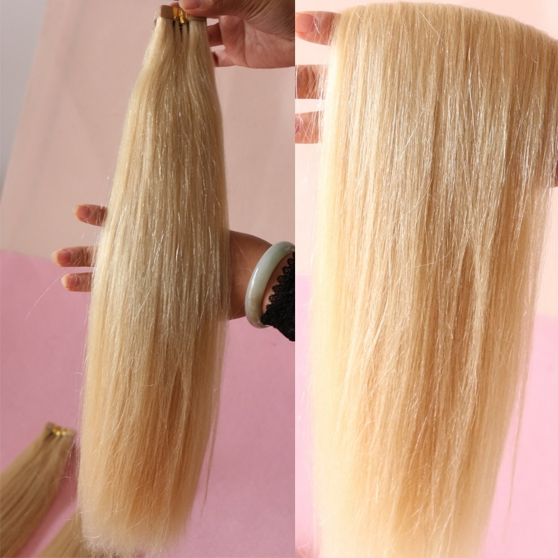 Popular Brazilian Hair Extensions Silky Straight Human Hair Tape Extension Color #613