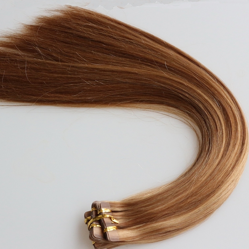 Unprocessed Malaysian Hair Piano Color Tape In Hair Extensions Silky Straight Human Hair Adhesive Tape Hair 27/30 color
