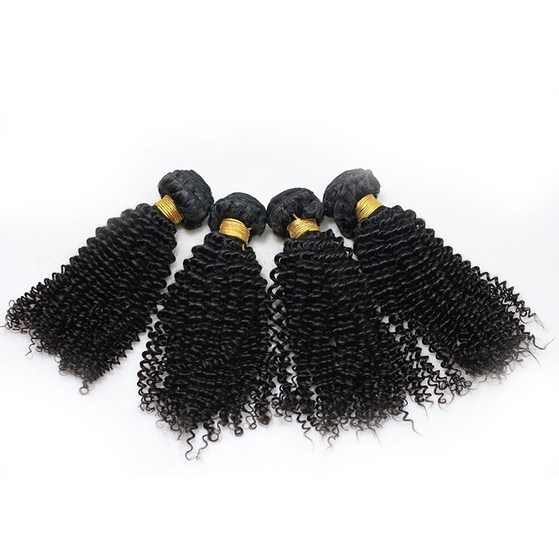 Afro Kinky Curly Human Hair Bundles Peruvian Hair Weave 4 Bundles Natural Color Remy Hair Extensions