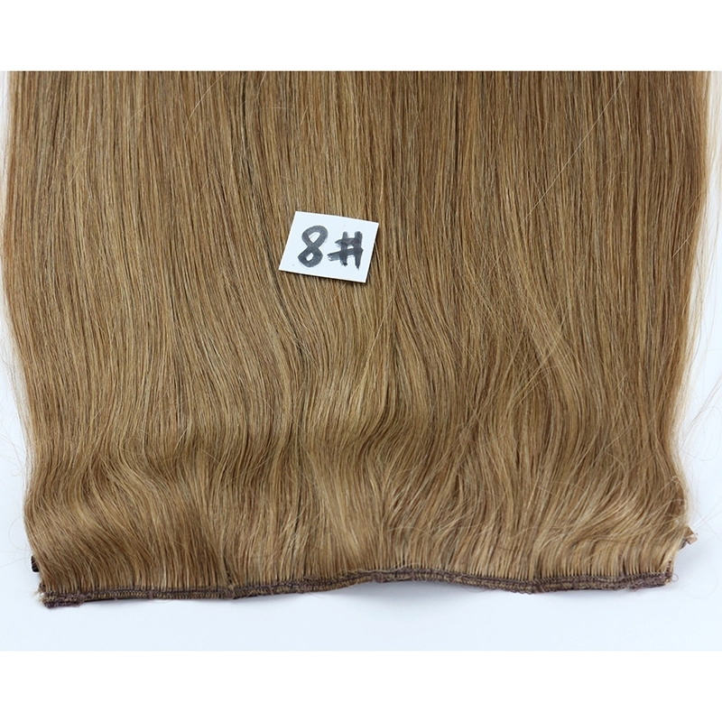 Color #8 Human Hair Flip in Hair Extension Fish Line Hair Extension