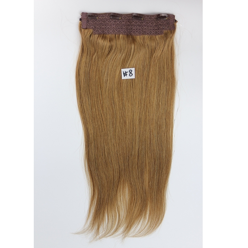 Color #8 Human Hair Flip in Hair Extension Fish Line Hair Extension
