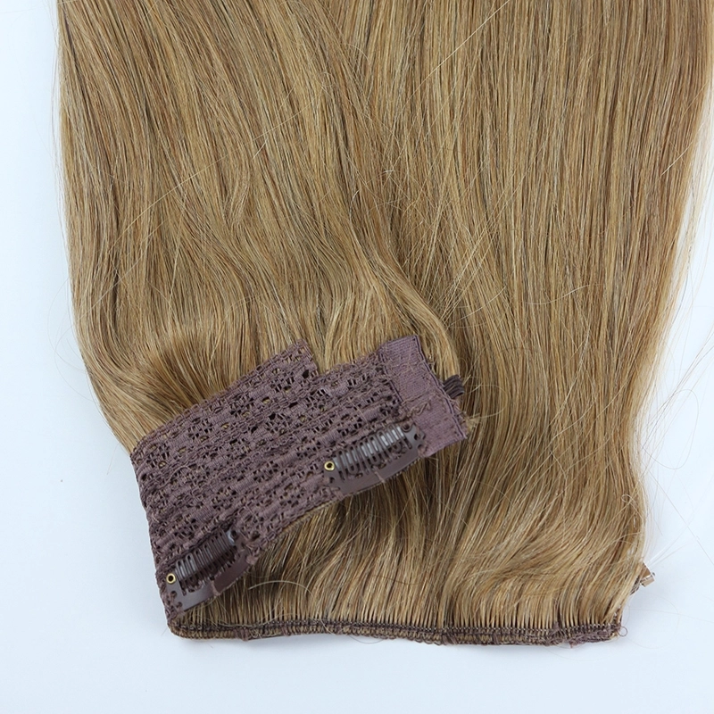 Color #8 Human Hair Flip in Hair Extension Fish Line Hair Extension