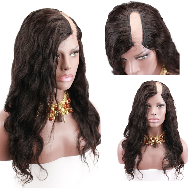 Human Hair Wigs For Black Women Body Wave Brazilian Remy Hair U part Lace Wig 130% Density