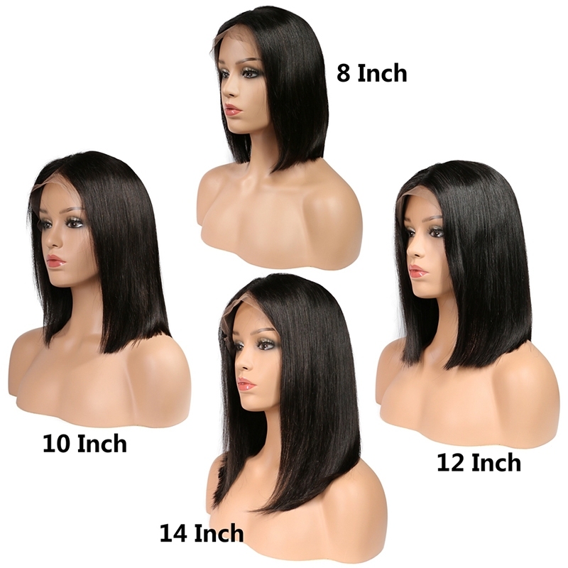 Short Lace Front Wigs Straight Natural Human Hair Bob Wig Style For Black Women Wig Bleached Knots With Natural Hairline