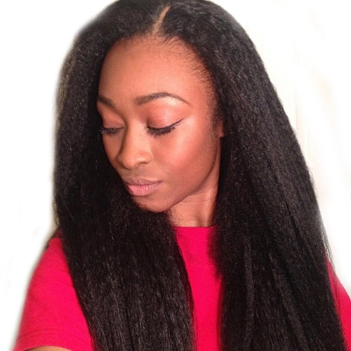 360 Frontal Wig Kinky Straight Natural Human Hair Full Lace Wigs With Baby Hair Around 180% Density Lace Frontal Wigs For Sale