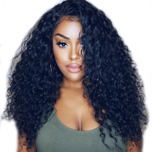 PWigs Online 360 Lace Wigs 8A Human Hair Loose Curly Natural Color Brazilian Hair 130% Density Bleached Knots With Baby Hair Around