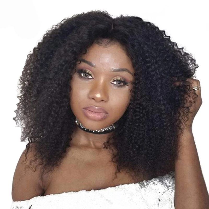 Glueless Lace Front Human Hair Wigs 250% Density Afro Kinky Curly Peruvian Remy Hair Lace Front Wigs with Baby Hair 20inch