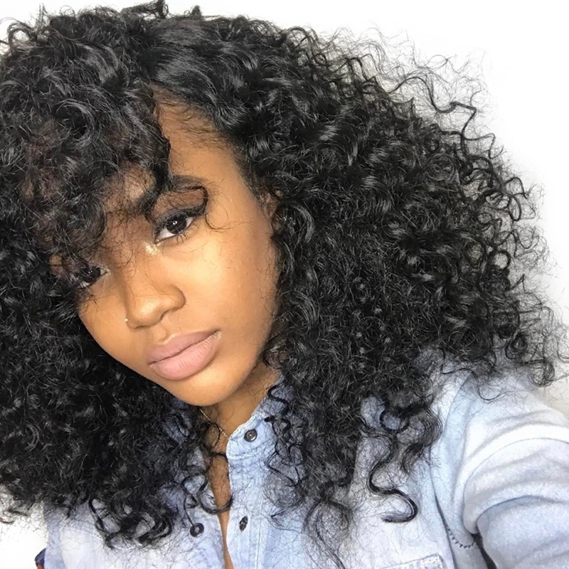 Lace Front Wig With Baby Hair 250% Dneisty Glueless Wig with Baby Hair Bleached Knots Natural Color Human Kinky Curly Hair Wig For Black Women