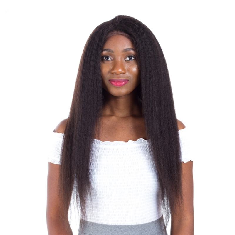 Affordable Lace Front Wigs Kinky Staright Hair 250% Density Human Hair With Natural Baby Hair Around