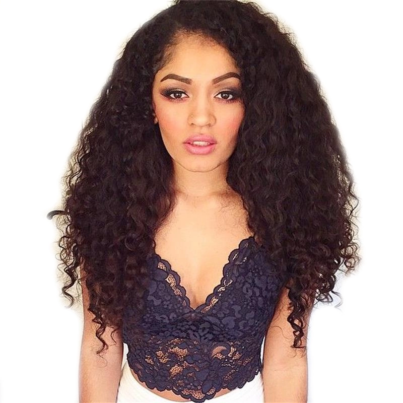 Best Lace Wig 250% Density Wig Pre-Plucked Kinky Curly Peruvian Hair With Baby Hair Natural Hair Line For Black Women