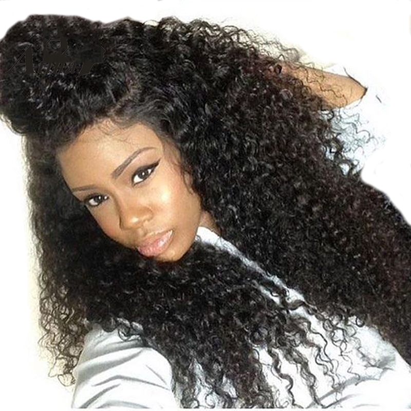 Lace Front Wigs Human Hair Afro Kinky Curly 250% Density Wig With Baby Hair Bleached Knots Natural Africa Style Brazilian Natural Color Hair