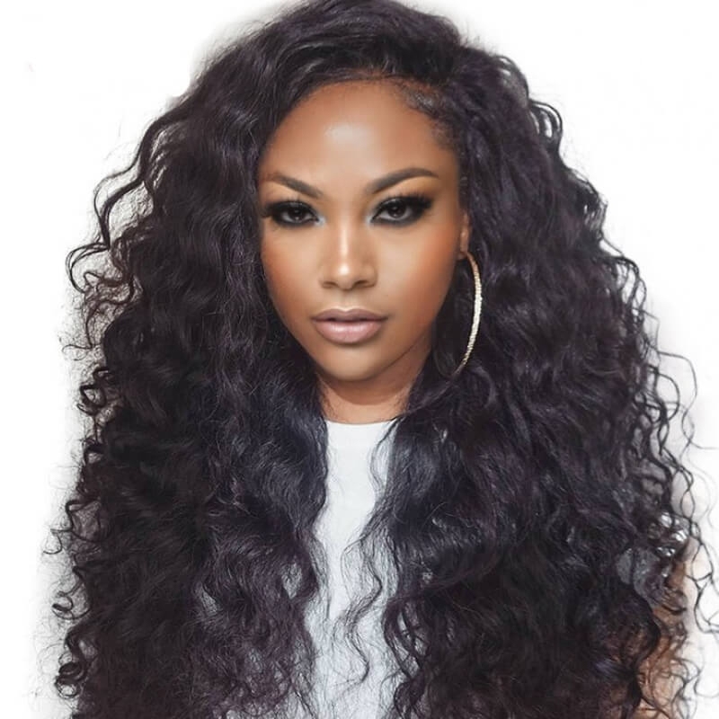 Full Lace Wigs Pre-Plucked Brazilian Loose Wace Human Hair Black Color Ponytail Wigs 180% Density Wigs No Shedding No Tangle Hidden Knots Natural Hair