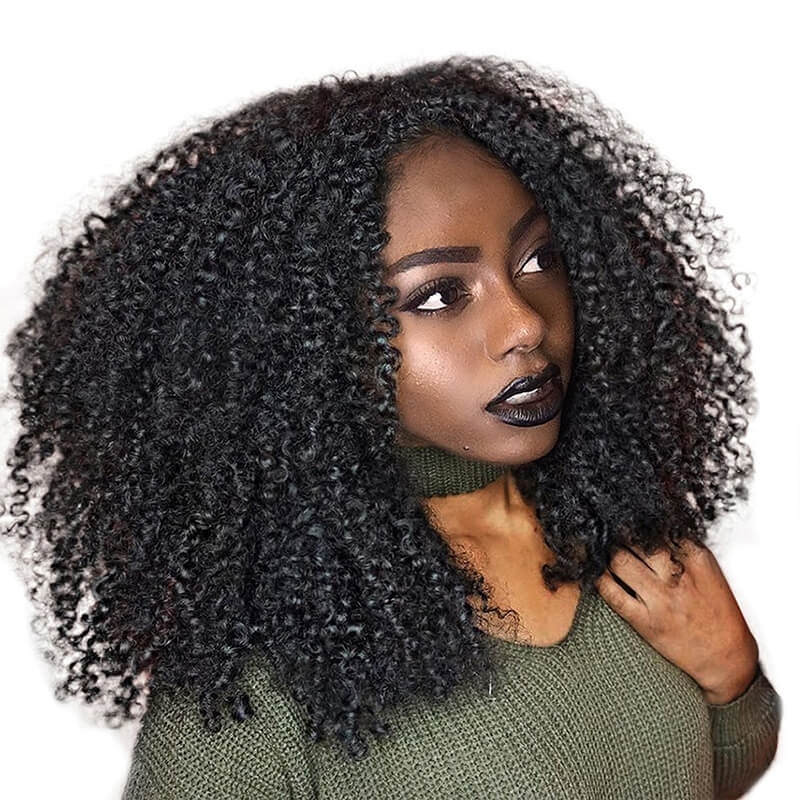 Full Lace Human Hair Wigs Afro Kinky Curly 180% Density Natural Color Natural Hair Line Wig Bleached Knots Natural Baby Hair