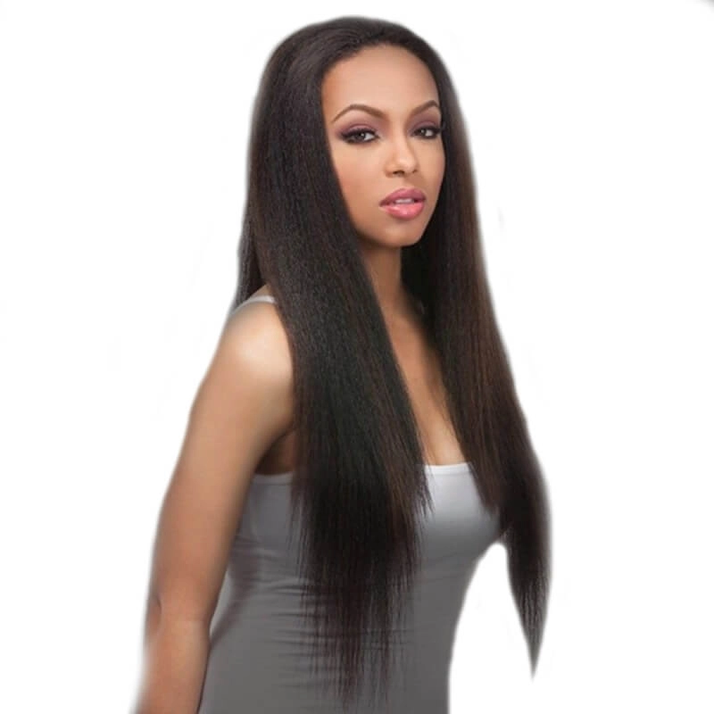 Lace Wigs With Baby Hair Natural Black Light Yaki Lace Front Wig Human Hair Bleached Knots Pre-Plucked Natural Hair Line