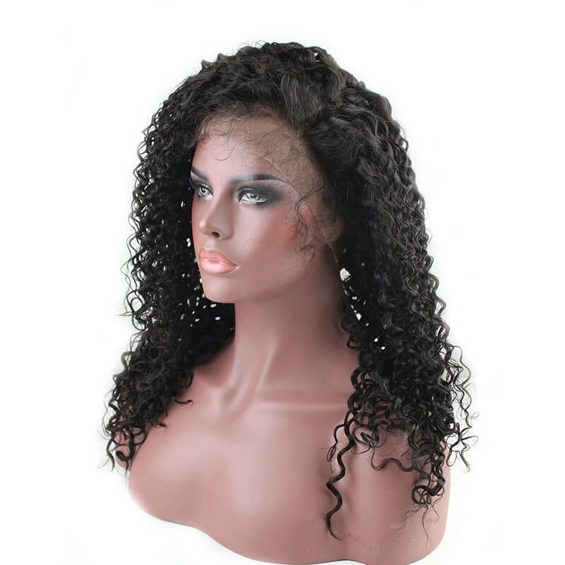 300% High Density Lace Front Human Hair Wig Deep Wave Unprocessed Brazilian Human Hair Lace Front Wig for Black Women Natural Color (20 inch)