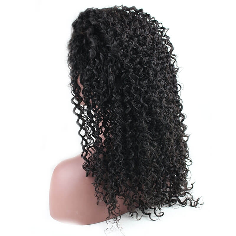 300% High Density Lace Front Human Hair Wig Deep Wave Unprocessed Brazilian Human Hair Lace Front Wig for Black Women Natural Color (20 inch)