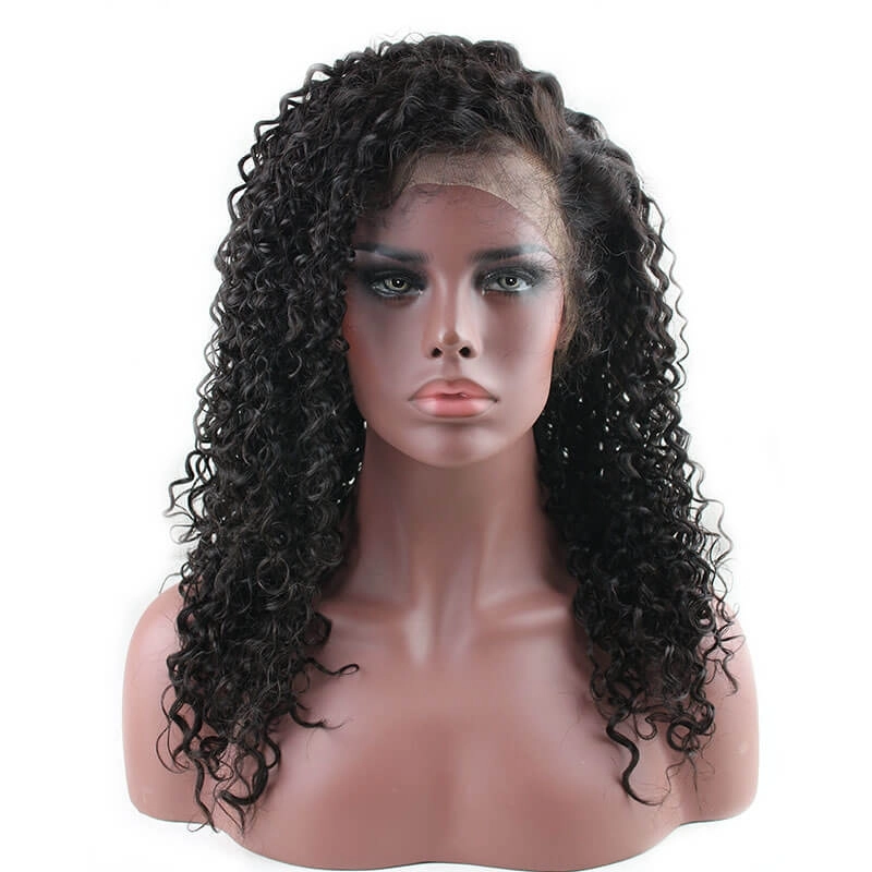 300% High Density Lace Front Human Hair Wig Deep Wave Unprocessed Brazilian Human Hair Lace Front Wig for Black Women Natural Color (20 inch)