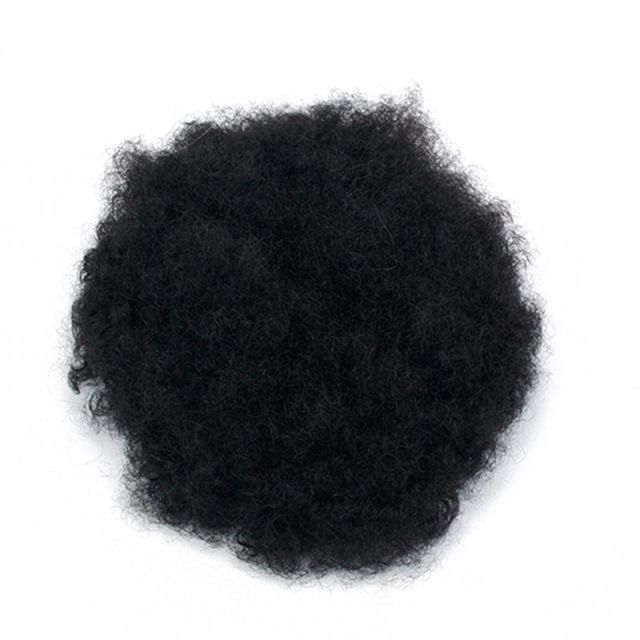 8x10 Human Hair Men's Toupee Afro Curl Lace Front With PU Back Color 1B