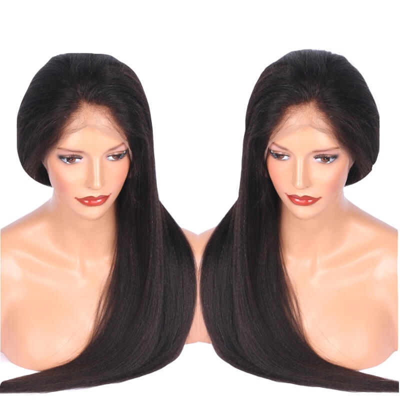 Yaki Straight 13x6 Lace Front Human Hair Wigs For Women Indian Remy Hair Lace Frontal Wigs Pre Plucked With Baby Hair