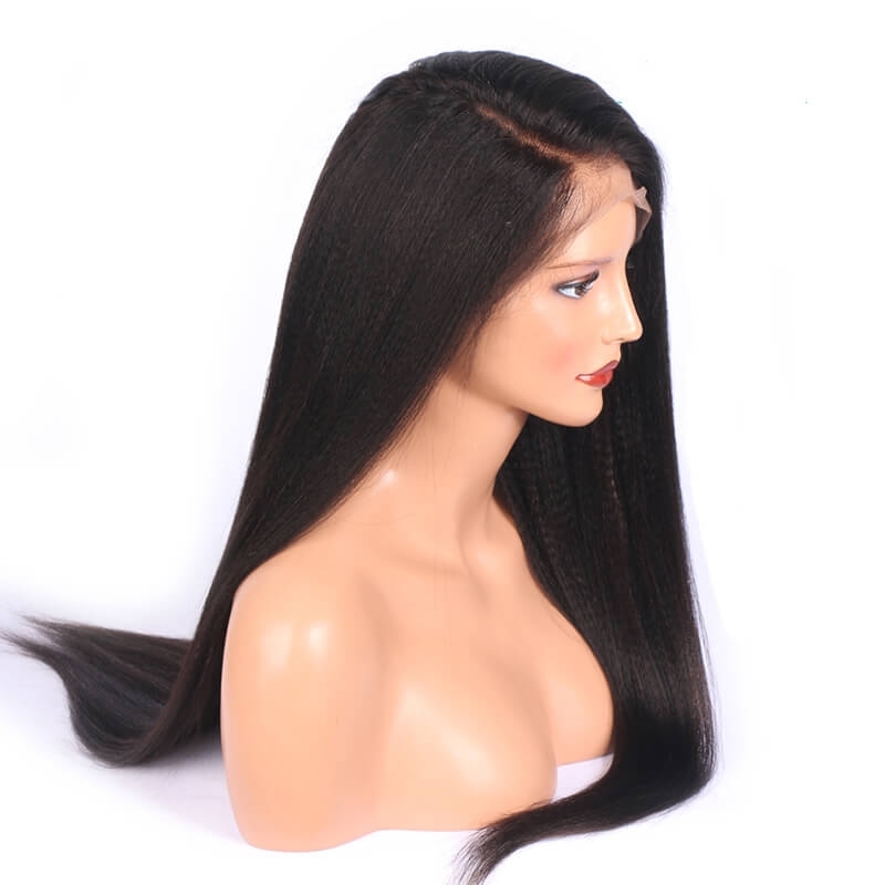 Yaki Straight 13x6 Lace Front Human Hair Wigs For Women Indian Remy Hair Lace Frontal Wigs Pre Plucked With Baby Hair
