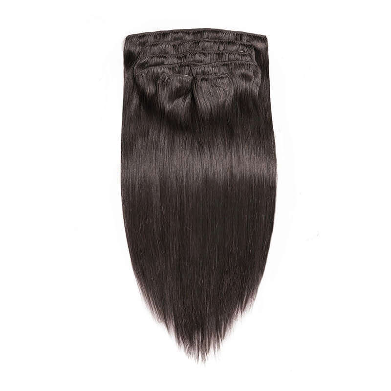 Silky Straight Human Hair Clips in Hair Extension Brazilian Natural Color Human Hair